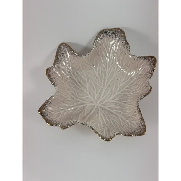 Vintage Calif. Originals Pottery Leaf Dishes 719 721 USA Speckled Gold Trim - Picture 5 of 7